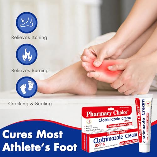 Clotrimazole Antifungal Cream 1% USP (1 oz), Anti Fungal Treatment, Relieves Itching, Burning, Cracking and Scaling Associated Athletes Foot 1 BOX
