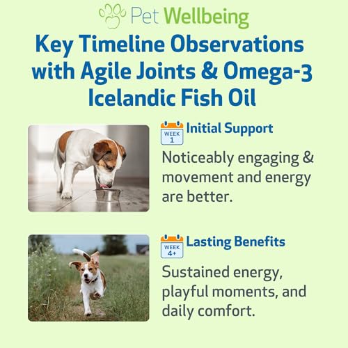 Pet Wellbeing Agile Joints & Omega-3 Icelandic Fish Oil for Dogs - NASC Certified & Vet-Formulated Herbal Joint Support & EPA/DHA Bundle, Herbal Liquid & Molecularly Distilled Fish Oil, 2 oz & 8 oz