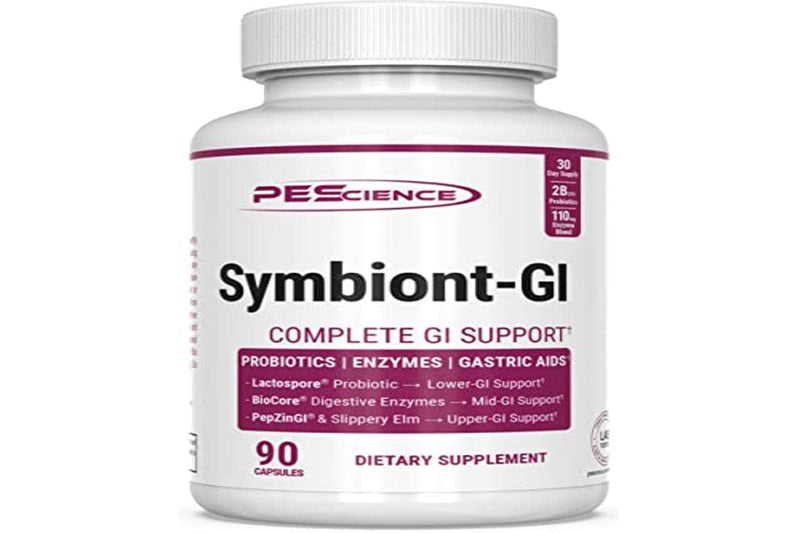 PEScience Symbiont-GI Gut Health Capsules, 90 Capsules, 30 Day Supply | Zinc Carnosine Pepzin GI, Shelf Stable Probiotic, Digestive Enzymes, Slippery Elm Bark