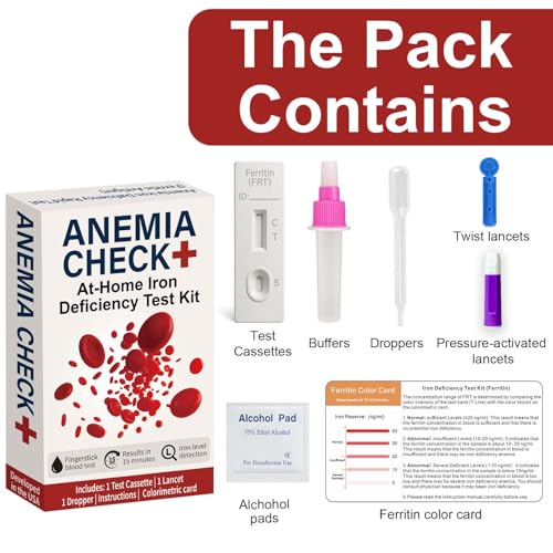 Iron Deficiency Test Kit at-Home – Self-Testing Iron Level for Men, Women, Adults, and Children