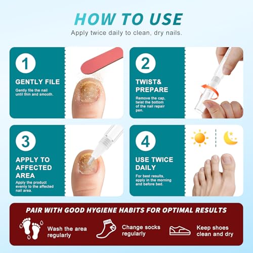 Nail Fungus Pen : Toenail Fungus Treatment Extra Strength - Antifungal Nail Repair for Damaged, Yellow, Thick Toenails - 25% Undecylenic Acid & Tea Tree Oil Mild and Non-Irritating 3pieces