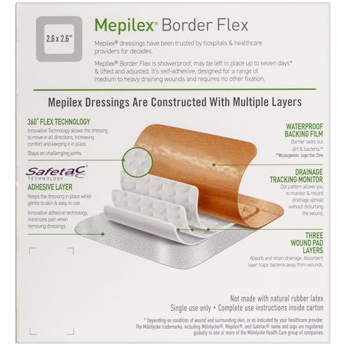 Mepilex Border Flex 4 x 4 in (10 x 10 cm) Hospital Quality Dressings