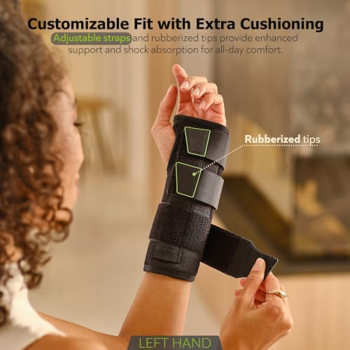 ZOFORE SPORT Wrist Brace for Carpal Tunnel with Metal Splint, Men and Women, Left Hand, XL Left Hand - L/XL Black