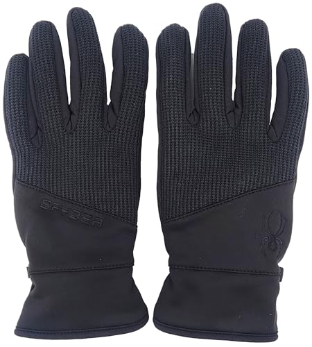 Spyder Men's Core Conduct Gloves - 3M Thinsulate, Touchscreen Compatible, Leather Palm, 360 Stretch - Black, XL