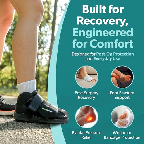 BraceAbility Closed Toe Medical Walking Shoe - Lightweight Broken Toe Cast Boot, Fractured Foot Brace for Metatarsal Stress Fracture, Post-op Bunion, Hammertoe Surgery Recovery - For Men or Women (M) Medium (Women's 7-9.5 / Men's 6-8.5)