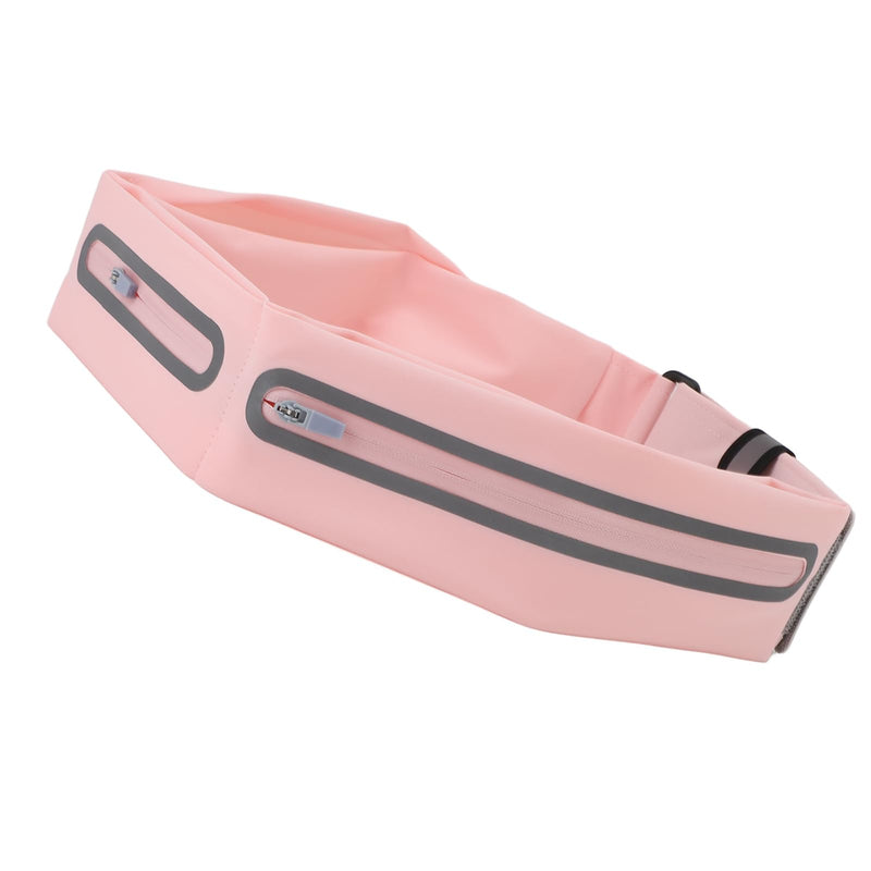 YUYTE Slim Running Belt Fanny Pack, Portable Fitness Waist Pack Bag Phone Holder for Exercise, Hiking, Cycling, Jogging and Workout with Reflective Strips (Pink) Pink