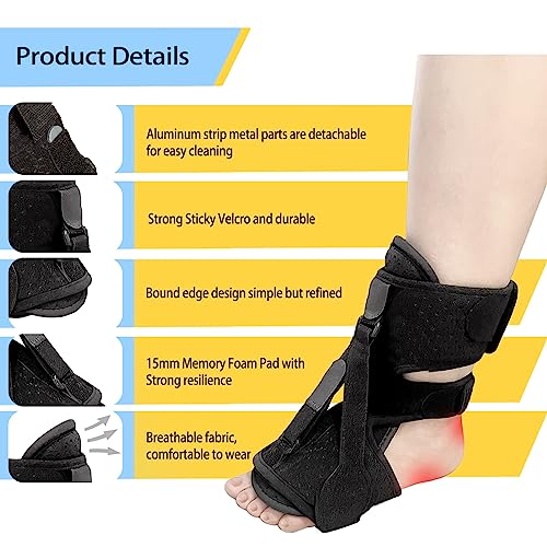 2 Pack Plantar Fasciitis Night Splint,Relieve Foot Pain Morning Foot Pain Achilles Tendinitis Foot Drop, Women & Men (Black) 2