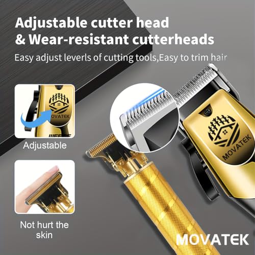 Hair Clippers for Men, Hair Clipper Trimmer with LED Display, Cordless Hair Clipper Shaver Beard Trimmer, Hair Cutting Set, Holiday Gift for Father's Day Gold