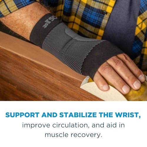 OrthoSleeve WS6 Compression Wrist Sleeve/Carpal Tunnel Wrist Brace, Supports Pain and Strain and Fatigue Black Small