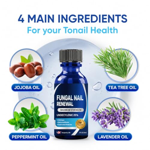 Toenail Fungus Treatment Extra Strength - Nail Repair with 25% Undecylenic Acid & Tea Tree Oil : Fingernails for Damaged Nails and Thick Toenails- 2Pcs 0.5 Fl Oz (Pack of 2)