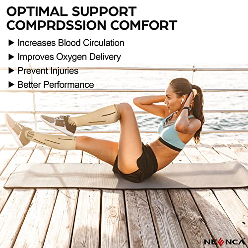 NEENCA Compression Socks, Medical Athletic Calf Socks for Injury Recovery & Pain Relief, Sports Protection—1 Pair, 20-30 mmhg Medium Black White
