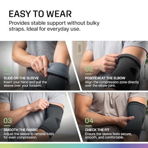 Modvel 2 Pack Elbow Brace for Tendonitis and Tennis Elbow Brace for Women and Men, Elbow Compression Sleeve for Pain Relief and Recovery – Elbow Sleeves Weightlifting Men, Sports & Workout, Arm Brace Black Medium