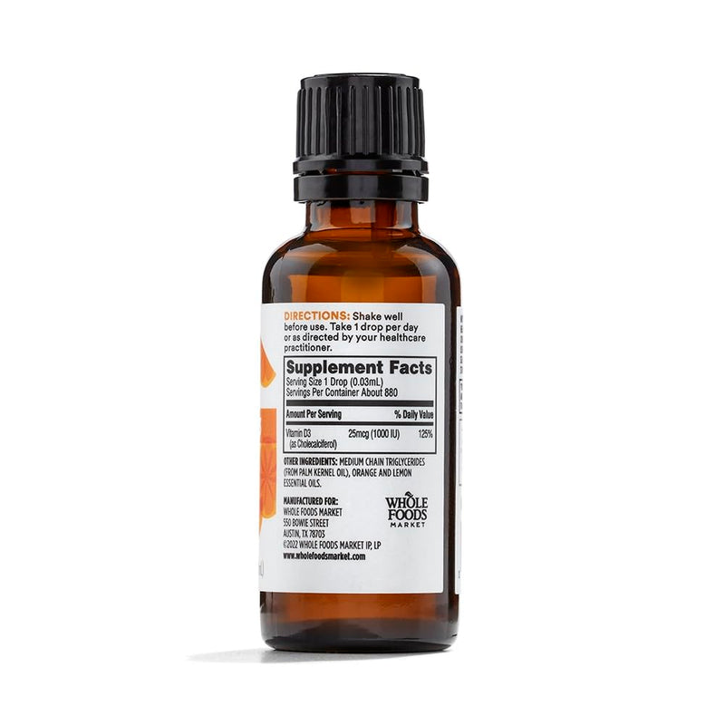365 by Whole Foods Market, Vitamin D3 Citrus, 1 Fl Oz (Pack of 2) 1 Fl Oz (Pack of 2)