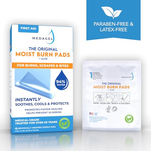 Medagel The Original Moist Burn Pad - Hydrogel Healing Pads, Soothing & Moist Skin Care Patch for Burns & Wounds, 2” x 3” Dressing 2x3
