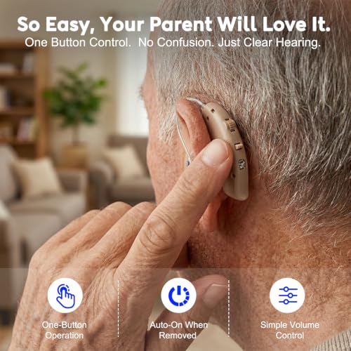 OTC Hearing Aids for Seniors: Hearing Amplifier with Smart Noise Cancelling Anti-Howling & Clear Sound, USB Rechargeable, Long-Lasting & Discreet Design for People Hearing Loss