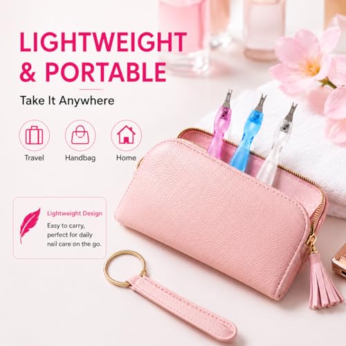3 Pack Cuticle Pusher and Trimmer Set, Stainless Steel Cuticle Remover Tools, Dead Skin Fork Cleaner, Professional Manicure Pedicure Nail Care Kit for Home Salon Use