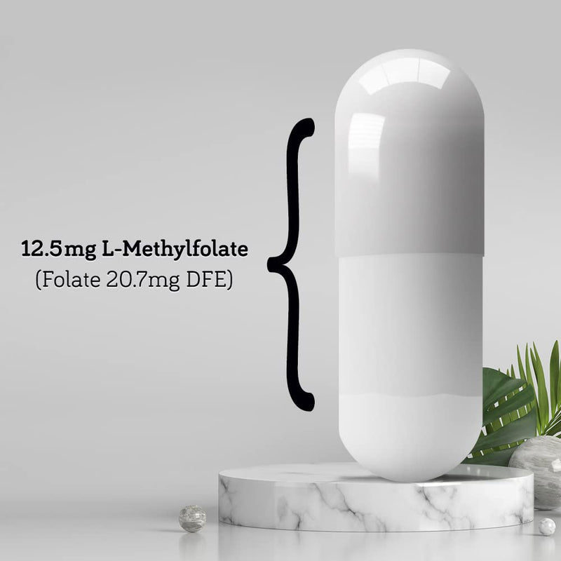 DSO L Methylfolate 12.5mg (5 MTHF Supplement) - 90 Vegan Capsules (12.5 mg) - Active L Methyl Folate Supplement for Homocysteine Control - Folic Acid Vitamin - Eco-Friendly Packaging 12.5 mg
