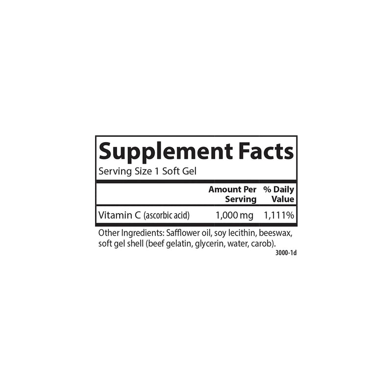 Carlson C-Gels, 1000 mg (1 g), Vitamin C Softgels, 60 Softgels | Vitamin C Supplement