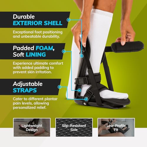 BraceAbility Plantar Fasciitis Day and Night Relief Bundle - Heavy-Duty Arch Support Orthotic Insoles and Night Stretch Boot for Heel Spurs, Achilles Tendonitis and Foot Pain Support (Large)