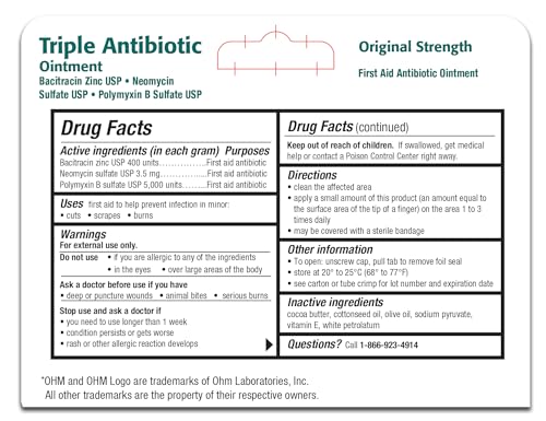 First Aid Triple Antibiotic Ointment for Minor Cuts, Scrapes and Burns, 1oz