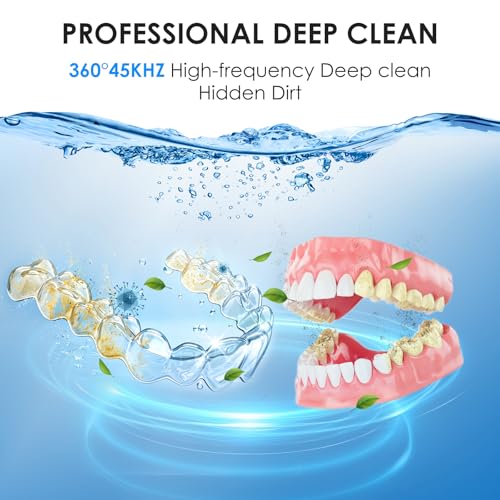 Ultrasonic Retainer Cleaner Machine 45kHz 200ML 4 Modes Dental Cleaning Pod for Dentures Retainers Aligners Jewelry (White) White