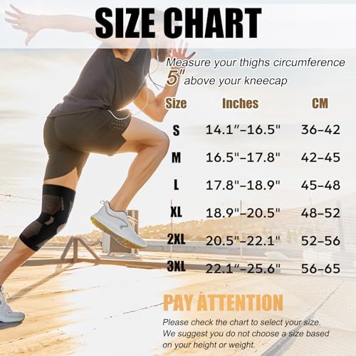 NEENCA Copper Knee Brace, Compression Knee Sleeve for Women/Men Pain Relief Large High Copper-Single