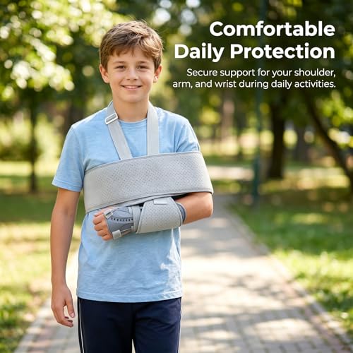 3-in-1 Kids Wrist Support Belt Set, Hand Wrist Brace for Kids with Sling & Immobilization Strap, Adjustable Buckle Fracture Wrist Splint for Kids, Left & Right Available(Left hand) Left Hand