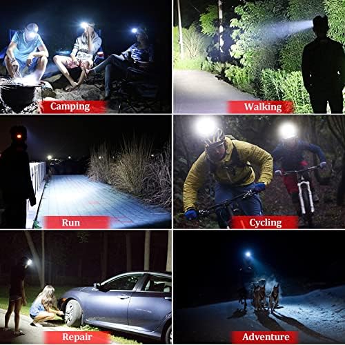 Aikertec Rechargeable Headlamp 3000 LM Super Bright, LED Headlamp 80H Runtime, 4 Modes & Zoomable IPX6 Waterproof, Red Light Headlamp for Camping, Fishing, Running Black