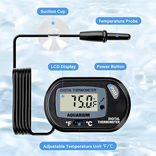 iPower 8 by 12-Inch 16W Reptile Heat Mat, LCD Digital Aquarium Thermometer, Under Tank Warmer Terrarium Heat Pad for Turtles Lizards Frogs and Other Small Animals, Multi Sizes Heat Pad + Thermometer 8" x 12"