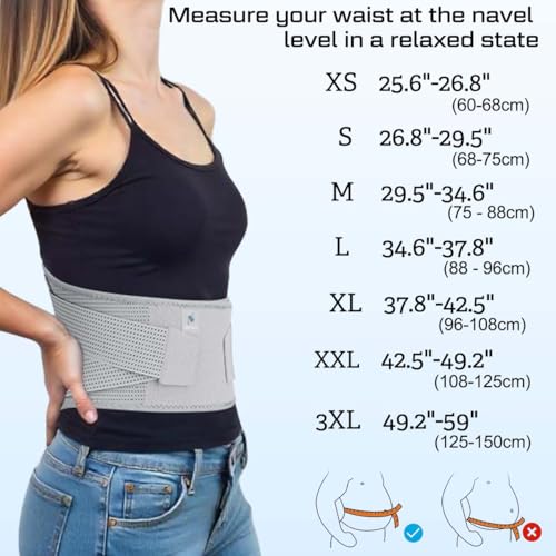 NEENCA Compression Back Brace for Lower Back Pain, Herniated Disc, Lumbar Strain – Breathable Lumbar Support for Work, Lifting, Sciatica, Scoliosis (Gray, Medium) Gray
