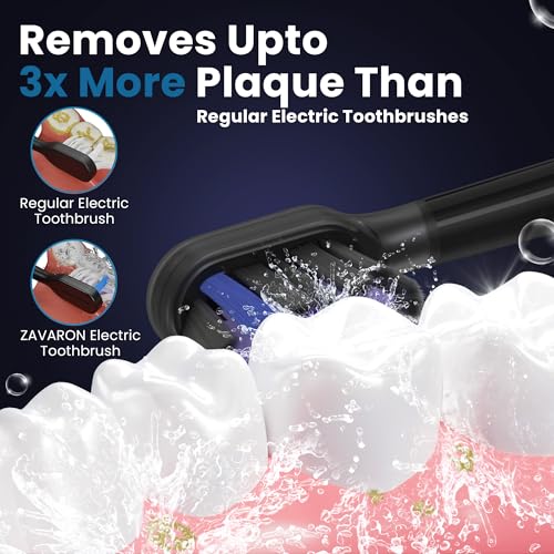 Sonic Electric Toothbrush for Adults – Oscillation & Vibration Rechargeable Power Toothbrush with 5 Modes, 6 Brush Heads & Travel Case - 30+ Days Battery Life IPX7 Waterproof- 2Min Smart Timer Black 1 Count (Pack of 1)