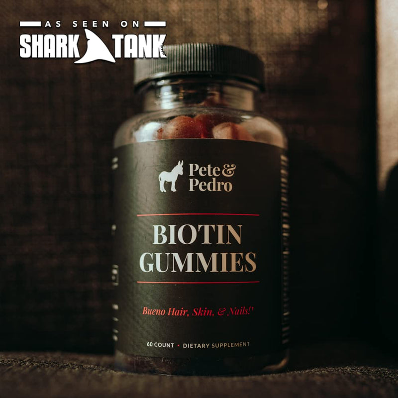 Pete & Pedro Biotin Gummies Supplements for Hair, Skin, Nails, 60 Count | Cherry-Flavored Hair Strengthening Biotin Gummies For Hair, Skin, And Nails With 5000mcg Per Serving, For Men & Women