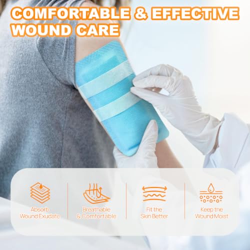 Carbou 20 Pack Super Absorbent Wound Dressing 4" x 8", Non-Adhesive Pads 4"x 8"(Pack of 20)