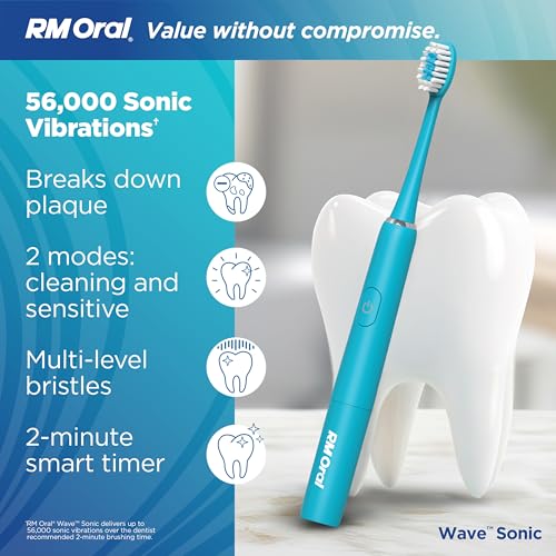 RM Oral Wave Sonic Battery Toothbrush, Soft Bristles - Aquamarine