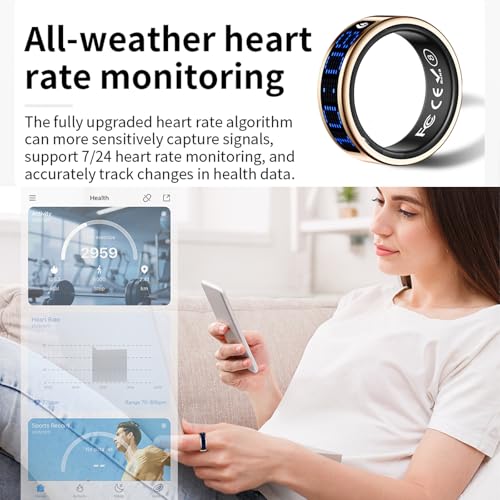Smart Ring for Women Men Health Ring Fitness Tracker with Sleep Monitor Heart Rate Monitor Distance Screen Display for Android iOS silvery 13