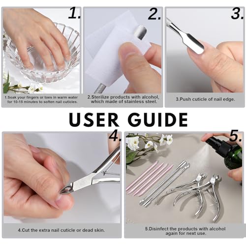 FANDAMEI Cuticle Kit, Cuticle Trimmer, 54Pcs Manicure Kit For Women