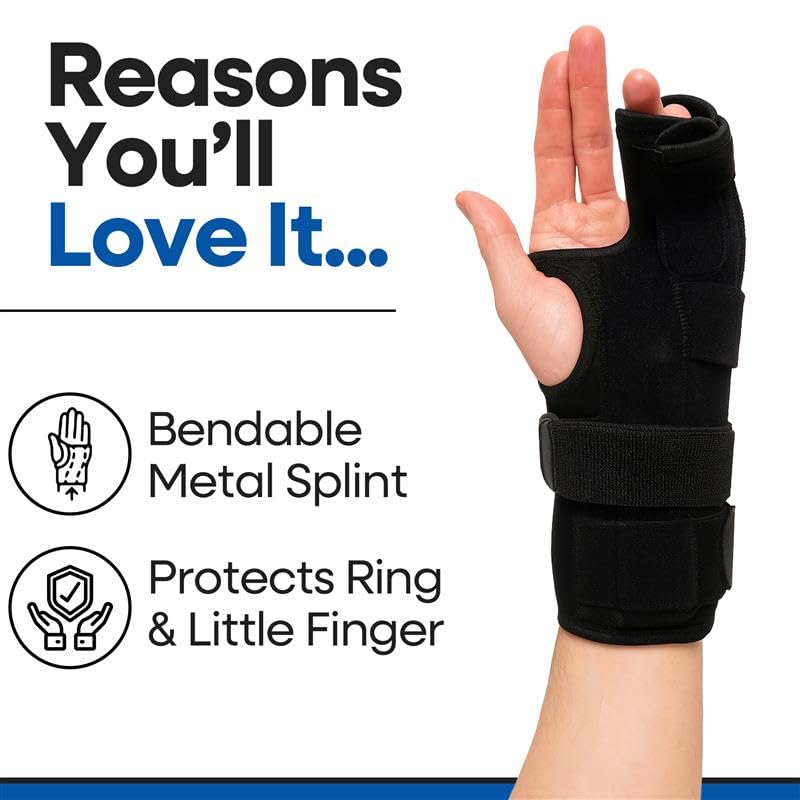Pinky Finger Splint Boxer Fracture Brace | Ulnar Gutter Splint Hand Brace | Ring & Little Finger Splints | Broken Metacarpal Support Cast | Dupuytren's Contracture | Boxers Pinky Braces (SMALL RIGHT) Right Hand Black Small