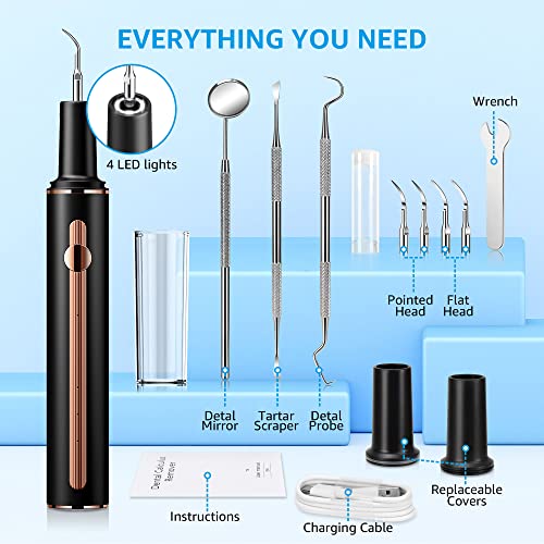 Plaque Remover for Teeth - Tartar Remover for Teeth with Dental Tools Black