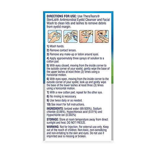 TheraTears SteriLid Antimicrobial Eyelid Cleanser and Face Wash, 2 Fl Oz 2 Ounce Cleanser