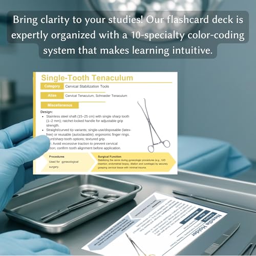 Surgical Instruments Flashcards | Color-Coded Tech Cards for 10 Specialties | Study Guide for Technologists, Sterile Processing Technicians | CST Exam Prep, Surgical tech Gifts and Accessories
