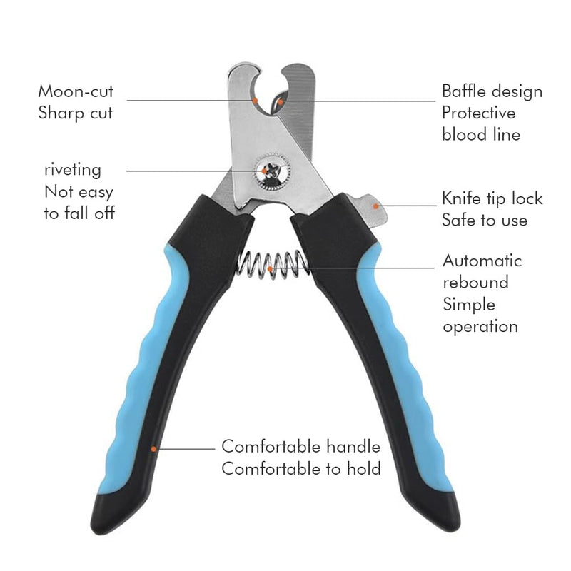 Claw Scissors for Dogs and Cats with Nail File Stainless Steel Claw Trimmer for Dogs Claw Care Cutter for Pets Nail Clippers Large with Safety Guard 6" Inch - BeesActive Australia