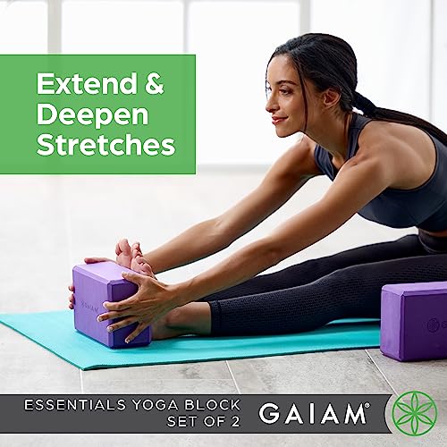 Gaiam Yoga Block - Supportive Latex-Free Eva Foam - Soft Non-Slip Surface with Beveled Edges for Yoga, Pilates, Meditation Grey 2 Blocks