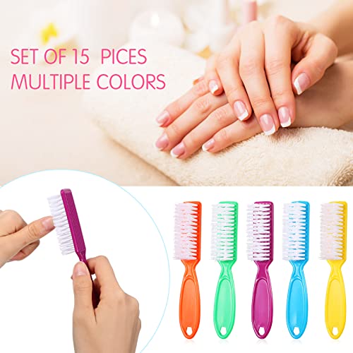 Patelai 15 Pieces Nail Brush Handle Grip for Fingernail Toe Scrub Cleaning Bright