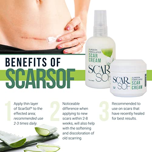 ScarSof Scar Cream - Advanced Scar Cream Made with 100% Organic Aloe Vera 2 Ounce (Pack of 1)