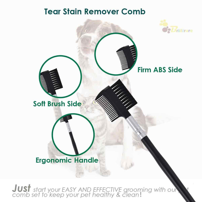 5 Pack Flea Lice Comb, 2-in-1 Stainless Steel Dog Cat Grooming Combs with Rounded Teeth, Double Sided Professional Pet Tear Stain Remover, Dematting Tool for Small, Medium & Large Pets - BeesActive Australia