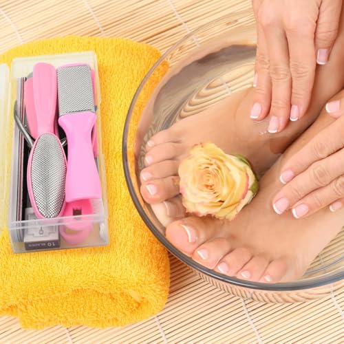 Professional Foot Care Kit, 30-Piece Pedicure Set with Foot File, Callus Shaver, Hard Skin Remover (Pink) Pink