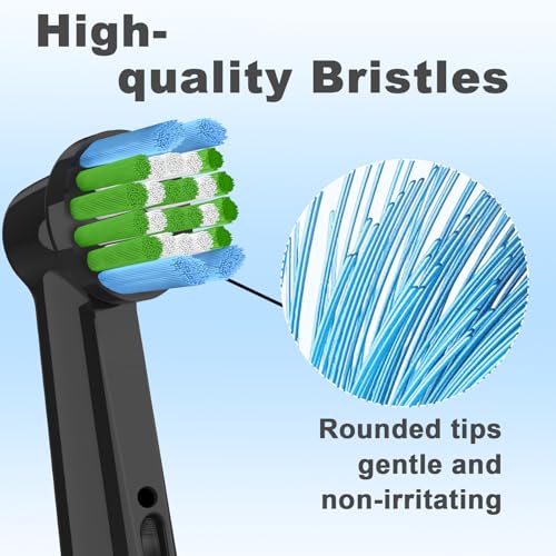 Toothbrush Head Compatible with Oral B Electric Toothbrush, Brush Heads Compatible with Oral B for Cleaning Teeth and Removing Plaque Black 16 Count (Pack of 1)