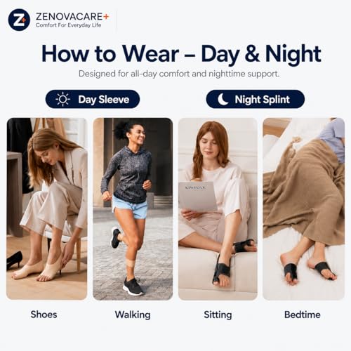 24-Hour Bunion Corrector Set – Day & Night Toe Alignment System, Soft Walking Sleeve + Night Splint for Sleeping, Big Toe Pain Relief & Gradual Support for Men & Women 2 Pairs(L) L