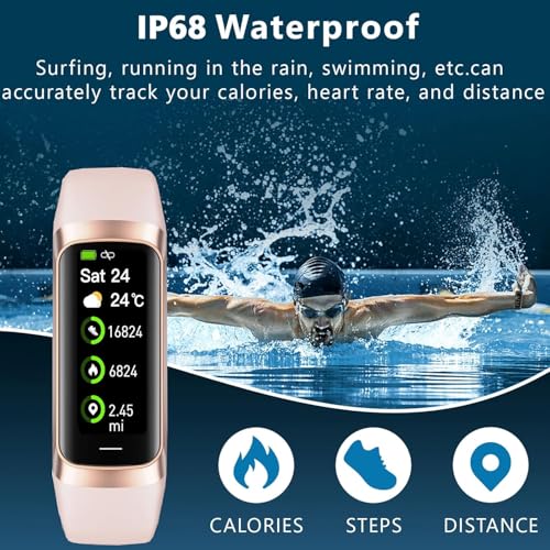 Fitness Tracker with 24/7 Blood Oxygen Heart Rate and Sleep Monitor,IP68 Waterproof,1.10''AMOLED Touch Color Screen,Step Counter Health Activity Trackers for Women Men Pink