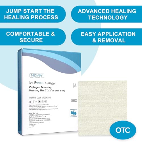 MedVance Collagen Sponge Wound Dressing, 100% Bovine, 2"x2", Box of 5 2"x2" Dressing